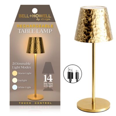 Bell & Howell Hammered Rechargeable LED Dimmable Touch Control Cordless Portable Table Lamp