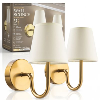 Bell & Howell Set of 2 Fabric Smooth Dimmable LED Rechargeable Cordless Touch Control Lights Wall Sconces