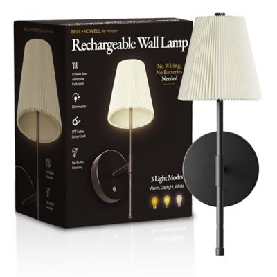 Bell & Howell Pleated Shade Dimmable LED Rechargeable Cordless Touch Control Lights Wall Sconces