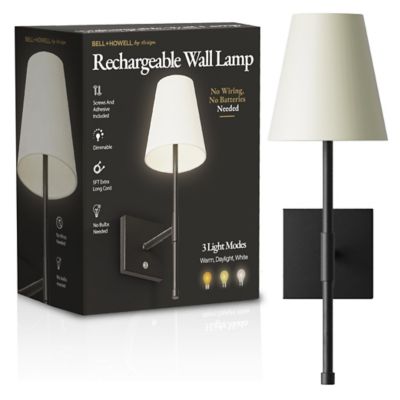 Bell & Howell Fabric Smooth Shade Dimmable LED Rechargeable Cordless Touch Control Lights Wall Sconces