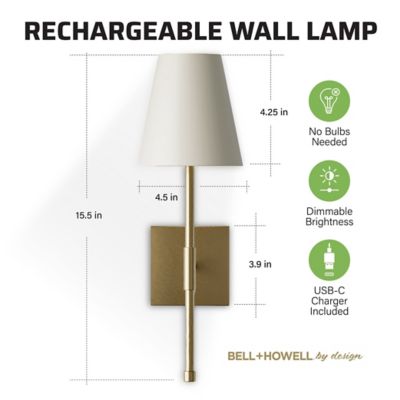 Image showing  Fabric Smooth Shade Dimmable LED Rechargeable Cordless Touch Control Lights Wall Sconces