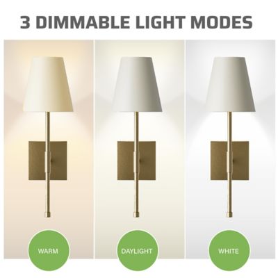 Image showing  Fabric Smooth Shade Dimmable LED Rechargeable Cordless Touch Control Lights Wall Sconces