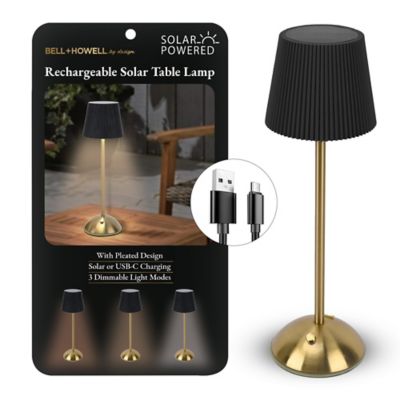 Bell & Howell Rechargeable Solar Tight Pleated Shade Lamp LED Dimmable Modes Portable Indoor/Outdoor Table Lamp