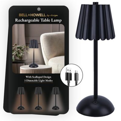 Bell & Howell Scalloped Design Rechargeable LED 3 Dimmable Modes Portable Table Lamp