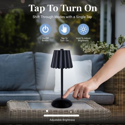 Image showing  Scalloped Design Rechargeable LED 3 Dimmable Modes Portable Table Lamp