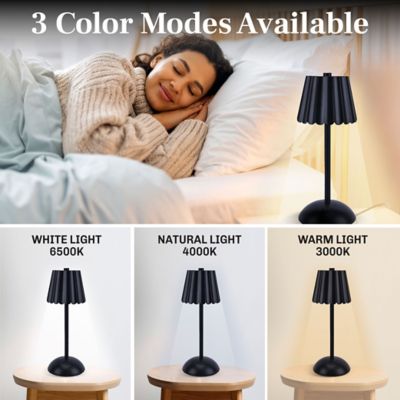 Image showing  Scalloped Design Rechargeable LED 3 Dimmable Modes Portable Table Lamp