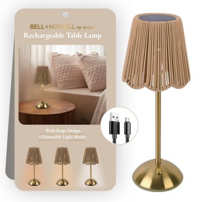 Bell & Howell Rope Design Rechargeable LED 3 Dimmable Modes Portable Table Lamp