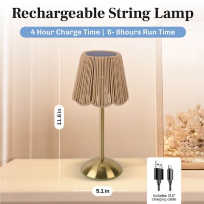 Image showing  Rope Design Rechargeable LED 3 Dimmable Modes Portable Table Lamp