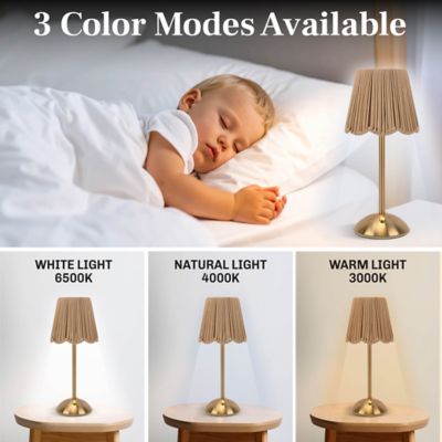 Image showing  Rope Design Rechargeable LED 3 Dimmable Modes Portable Table Lamp