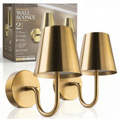 Bell & Howell Set of 2 Modern Metal Dimmable LED Rechargeable Cordless Touch Control Lights Wall Sconces