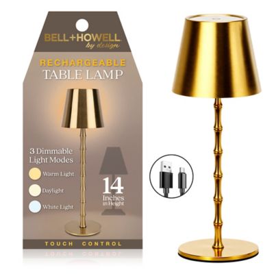 Bell & Howell Bamboo Stem Rechargeable LED Dimmable Touch Control Cordless Portable Table Lamp
