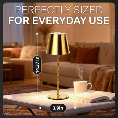 Image showing  Bamboo Stem Rechargeable LED Dimmable Touch Control Cordless Portable Table Lamp