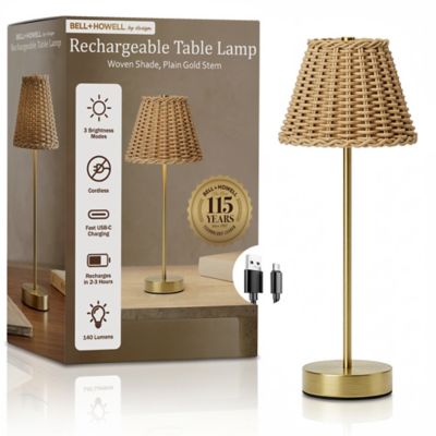 Bell & Howell Woven Shade Rechargeable LED Dimmable Touch Control Cordless Portable Table Lamp