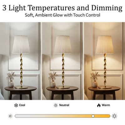 Image showing  Twist Stem Pleated Shade Rechargeable LED Dimmable Touch Control Cordless Portable Table Lamp