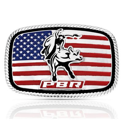 Montana Silversmiths America Loves Bull Riding PBR Buckle