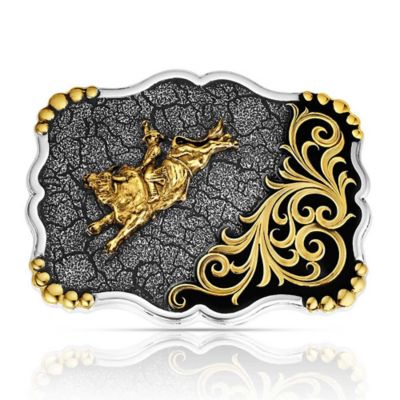 Montana Silversmiths Shadow Mesa Cracked Earth Buckle with Bull Rider