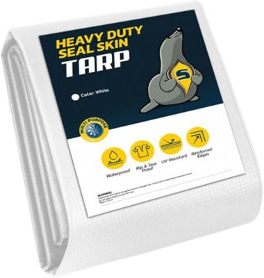 Seal Skin Covers Heavy Duty Waterproof Tarp, 16 mil Thick, UV & Tear Resistant 20 x 30ft. White
