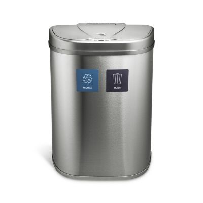 Ninestars 18.5 gal. Motion Sensor D-Shape Stainless Steel Recycling Trash Can: Kitchen Recycle Bin, Fingerprint-Resistant