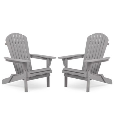 Upland Outdoor Wooden Folding Adirondack Chair Set of 2