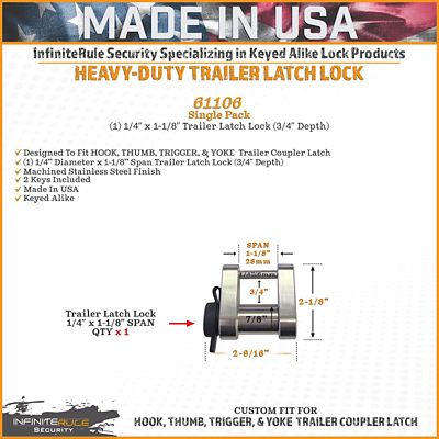 Image showing  Stainless Steel Trailer Coupler Lock, 1/4 D x 1-1/8 L in. Span, 61106-S