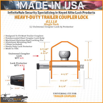 Image showing  Universal Trailer Coupler Lock, Hitch Ball and Pin Type, 61118-BX