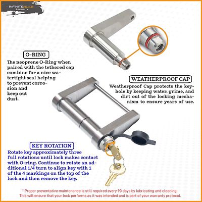 Image showing  Stainless Steel Trailer Coupler Lock, 1/4 D x 3-1/8 L in. Span, 61199-S