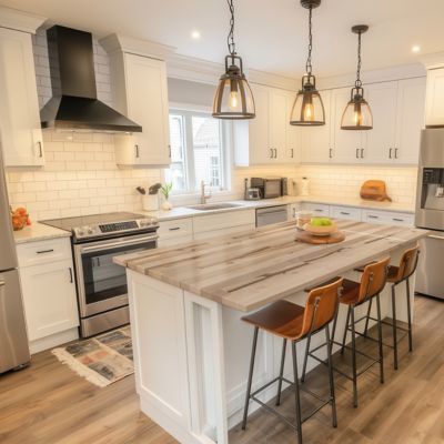 Image showing  Unfinished Birch Kitchen Island Butcher Block Countertop, 74 in. x 39 in. x 1.5 in., Eased Edge