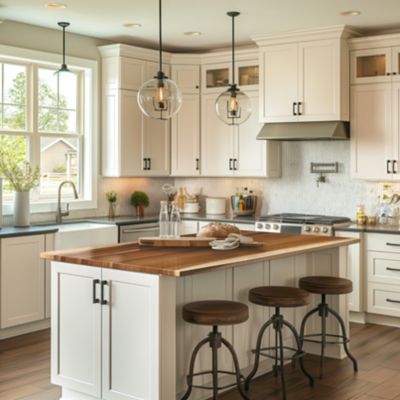 Image showing  Finished Saman Continuous Stave Kitchen Island Butcher Block Countertop, 74 in. x 39 in. x 1.5 in., Live Edge