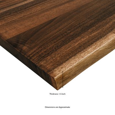 Image showing  Finished Saman Continuous Stave Kitchen Island Butcher Block Countertop, 74 in. x 39 in. x 1.5 in., Live Edge