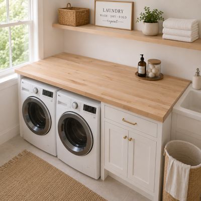 Image showing  Unfinished Birch Butcher Block Countertop, 50 in. x 25 in. x 1.5 in., Eased Edge