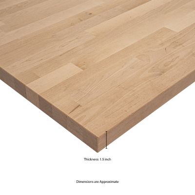Image showing  Unfinished Birch Butcher Block Countertop, 98 in. x 25 in. x 1.5 in., Eased Edge