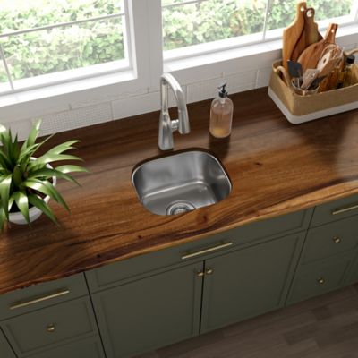 Image showing  Finished Saman Continuous Stave Butcher Block Countertop, 74 in. x 25 in. x 1.5 in., Live Edge