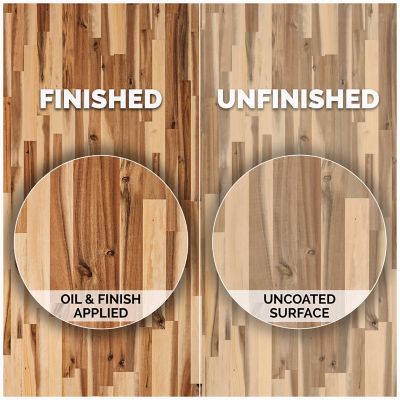 Image showing  Unfinished Acacia Finger Joint Butcher Block Countertop, 50 in. x 25 in. x 1.5 in., Eased Edge