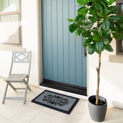 Image showing  Clara Gray Welcome Flocked Outdoor Coir Doormat with Non-Slip Backing
