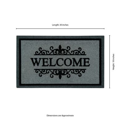 Image showing  Clara Gray Welcome Flocked Outdoor Coir Doormat with Non-Slip Backing