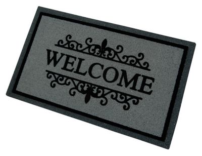 Image showing  Clara Gray Welcome Flocked Outdoor Coir Doormat with Non-Slip Backing