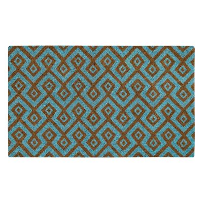Ackland Clara Turquoise Geometric Flocked Outdoor Coir Doormat with Non-Slip Backing