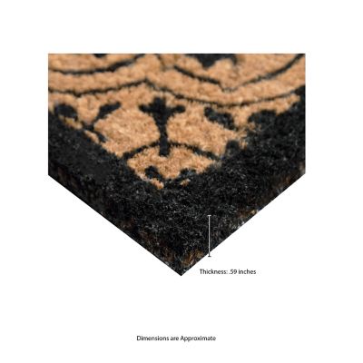 Image showing  Clara Black Encaustic Flocked Outdoor Coir Doormat with Non-Slip Backing