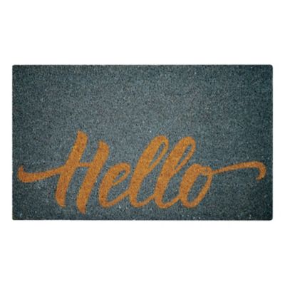 Ackland Clara Gray Hello Flocked Outdoor Coir Doormat with Non-Slip Backing