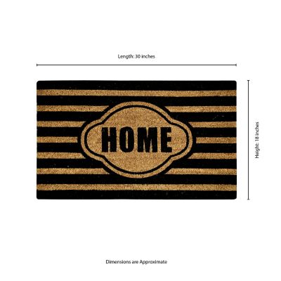Image showing  Clara Black Stripe Home Flocked Outdoor Coir Doormat with Non-Slip Backing