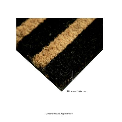 Image showing  Clara Black Stripe Home Flocked Outdoor Coir Doormat with Non-Slip Backing
