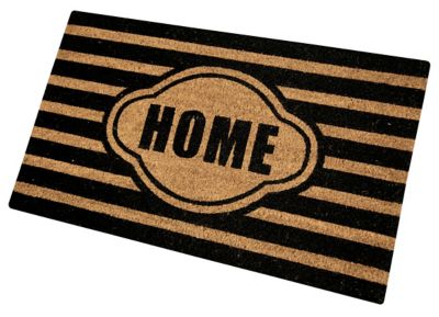 Image showing  Clara Black Stripe Home Flocked Outdoor Coir Doormat with Non-Slip Backing