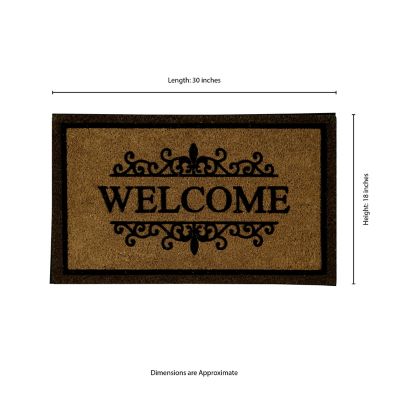 Image showing  Clara Brown Welcome Flocked Outdoor Coir Doormat with Non-Slip Backing