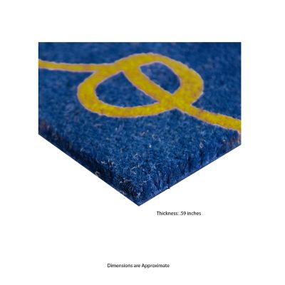 Image showing  Clara Blue Hello Flocked Outdoor Coir Doormat with Non-Slip Backing