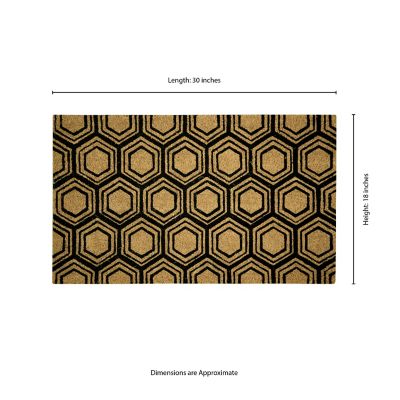 Image showing  Clara Black Hexagon Flocked Outdoor Coir Doormat with Non-Slip Backing