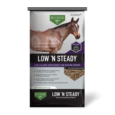 BUCKEYE Nutrition LOW 'N STEADY, Low Sugar Low Starch & Low Calorie Ration Balancer, 40 lb. bag