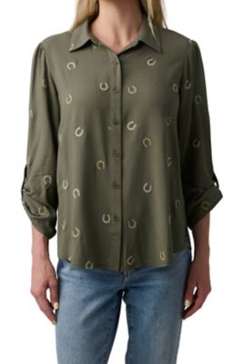 Vintage Threads Vintage Women's Ls Emb. Shirt Horseshoes