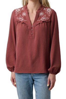 Vintage Threads Vintage Women's Ls Floral Emb. Blouse