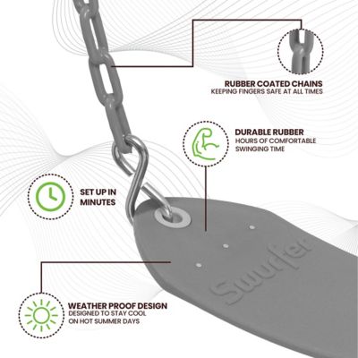 Swurfer Outdoor Swing Set Swings, Playground Swing Seat Replacement, Easy Installation, Heavy Duty Rubber Coated Chains