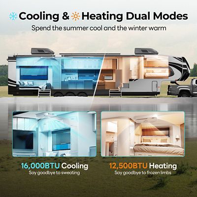 Image showing  RV Rooftop Air Conditioner 16000 BTU with Heat Pump Cooling WiFi and Remote Control Quiet AC Unit for Camper RV